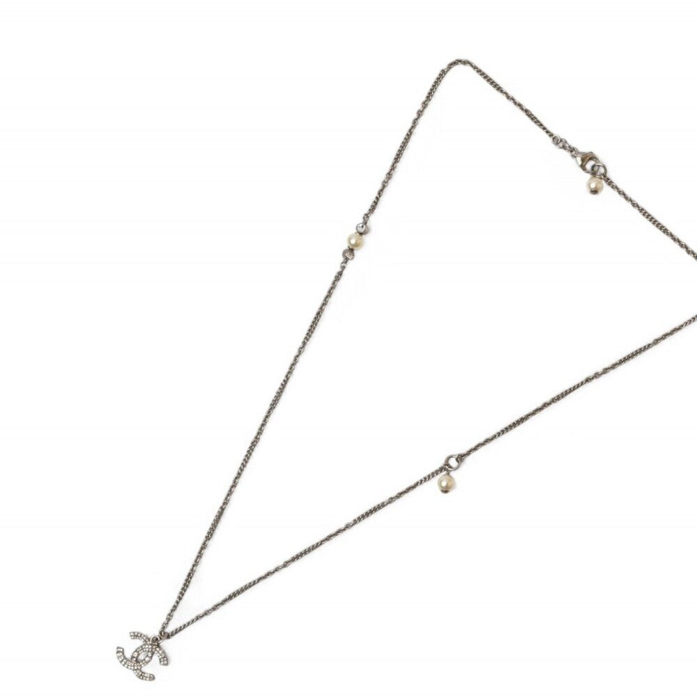 CHANEL Authentic Silver Pearl Logo Necklace - Picture 6 of 10